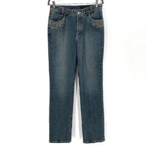 LAWMAN Vintage High Waist Slim Western Embellished Rodeo Denim 10 Jeans NWT - Picture 1 of 9